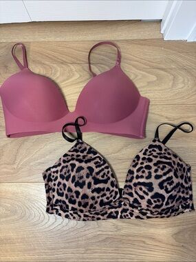 2 Vince Camuto Bras – Women’s Size 36C – Mauve & Leopard Print